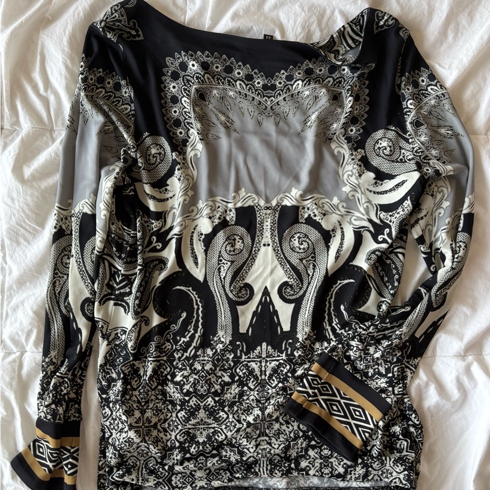 Etro Black and Cream Paisley Blouse